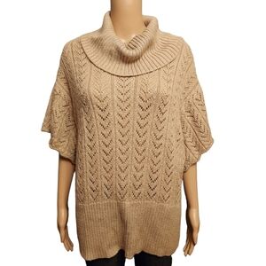 Tan Pullover Turtleneck Half Sleeve Sweater Size 14